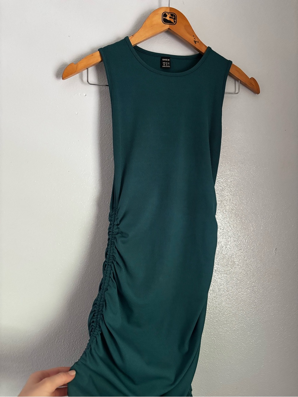 5x$20SHEIN Teal Sleeveless Ruched Bodycon Mini Dress